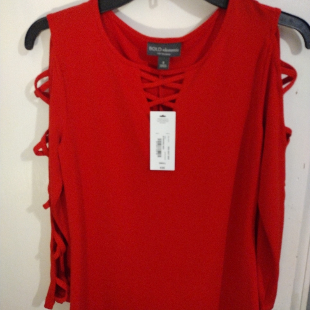 Women's Top Sz Small Cold Shoulder, 3/4 & open sleeves. See pics